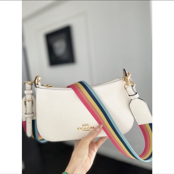 Coach Handbags - Coach Jes Baguette Leather Crossbody Gold/Chalk NWT $328 C7265